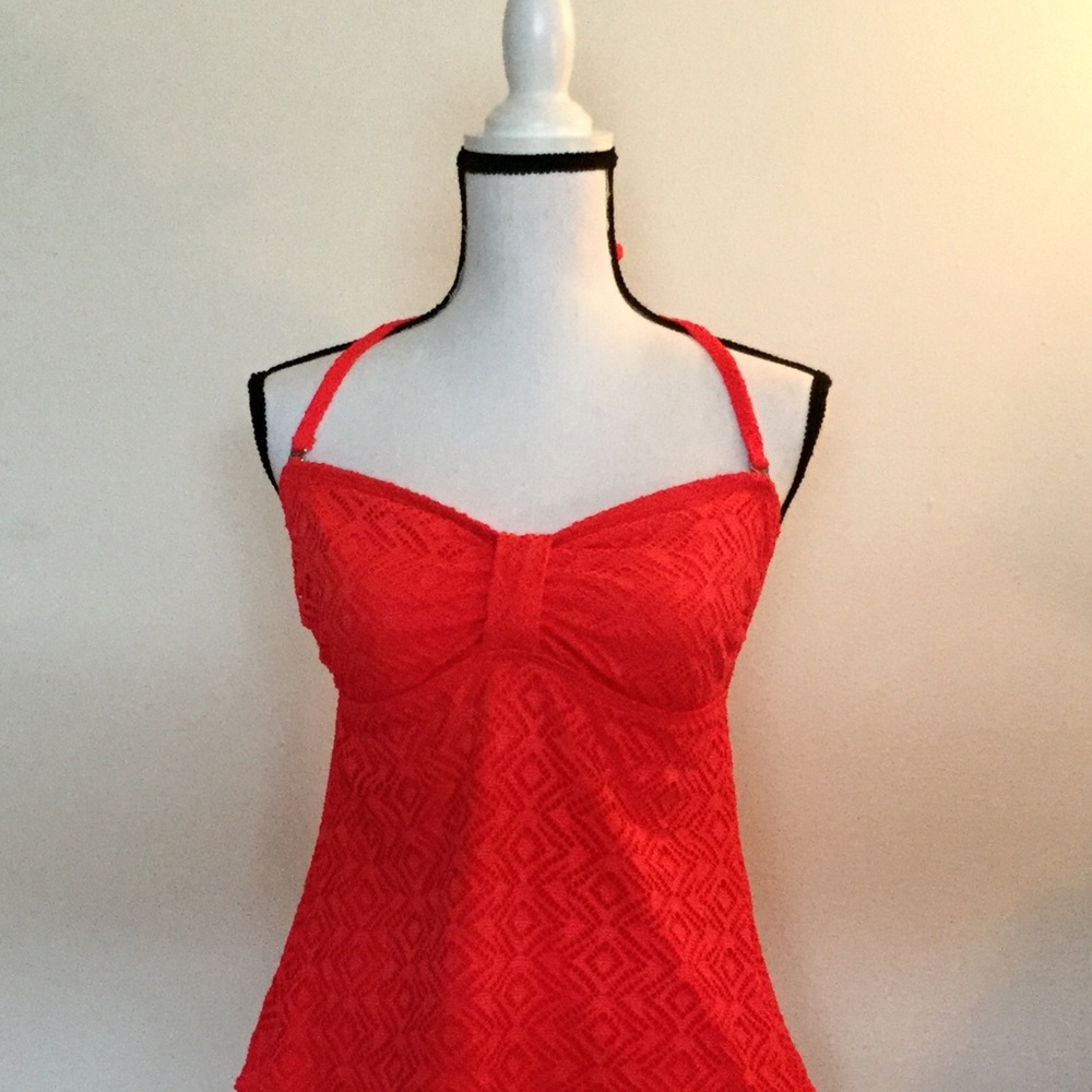 Catalina Brand Salmon Lace Halter Top Size M 8-10